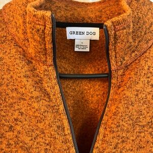 Green Dog Men's Orange 1/4 Zip Pullover Sweater